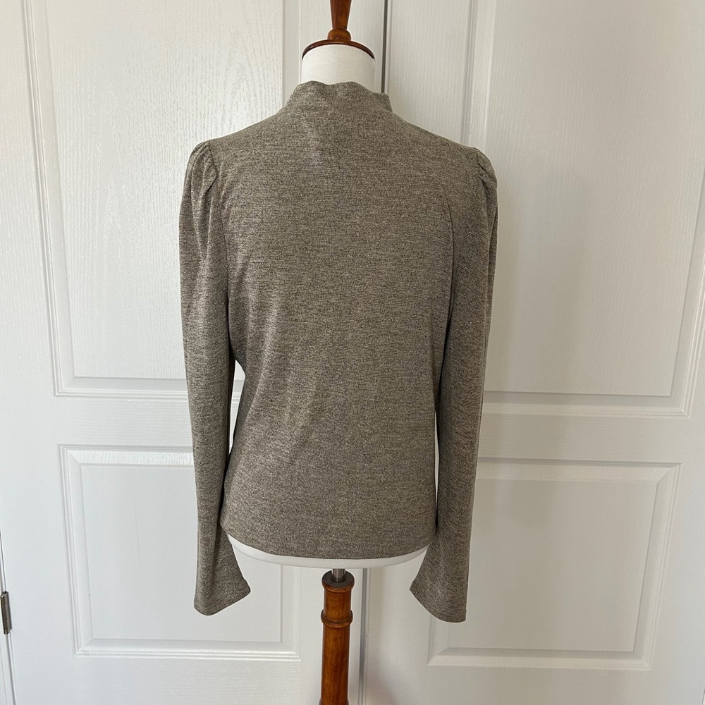 Dolan Metallic Puff Shoulder Mock Neck Top - Picture 4 of 5